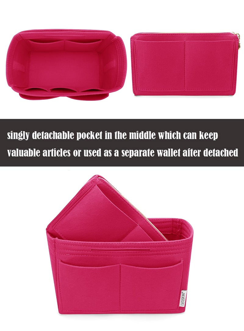 LEXSION Felt Purse Bag Organizer Insert with zipper Bag Tote Shaper Fit Speedy Neverful PM MM 8021 Rosy M - Image 2